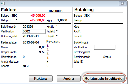 Denna visas också i Se på partsaldo (vita bilden som du får