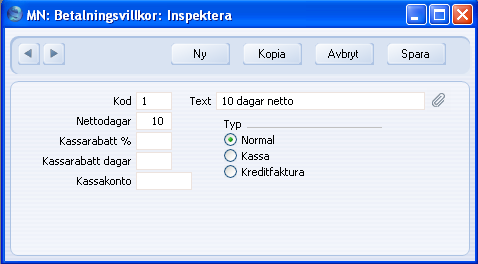 FirstOffice Dubbelklicka på en av raderna i listan för att titta, ändra eller lägga till en ny post genom att klicka på knappen [Ny] i knappraden.