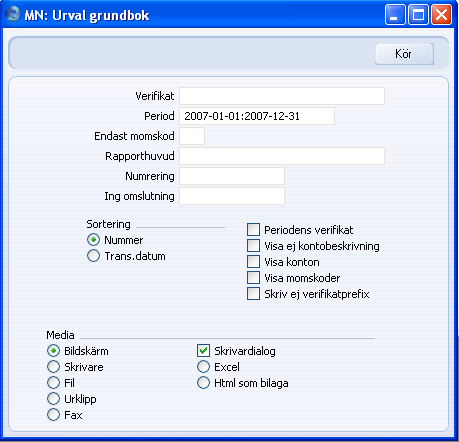 FirstOffice Grundbok Rapporten Grundbok är en sammanställning av registrerade verifikat. Rapportens definition kan inte förändras.