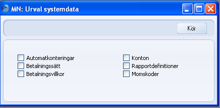 FirstOffice Systemdata Den här funktionen kan användas för att exportera grundläggande information från en databas.