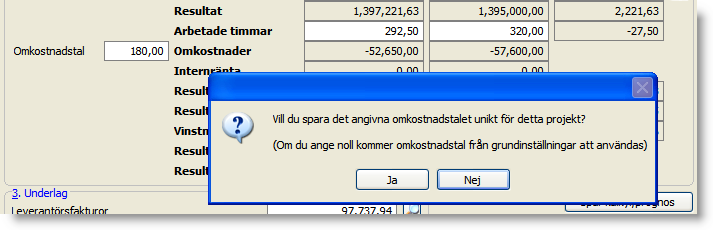 grundinställningarna. Med hjälp av förstoringsglasen till höger om respektive kolumn kan konteringarna granskas.