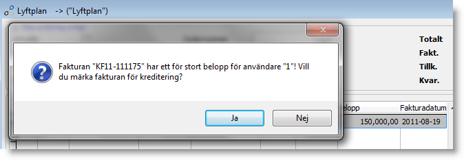 Spärr/begränsning av användarens rätt att kreditera lyft För kreditering av fakturerade lyft gäller Entrés funktionalitet för Attestnivåer.