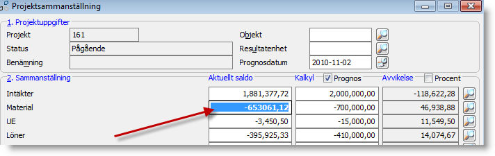 Projektavräkning Projektavräkning tillgår på samma sätt som för modellen Manuell successiv vinstavräkning.