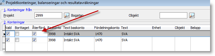 Belopp att resultatavräkna Beloppet anges utan tecken om resultatkontot skall krediteras och med minustecken om resultatkontot ska debiteras.