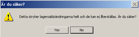 Därefter anges i fältet Artikelnr vilken artikel som skall lagerändras samt mängd (antal). Inköpspris hämtas från artikelregister om det är angivet.