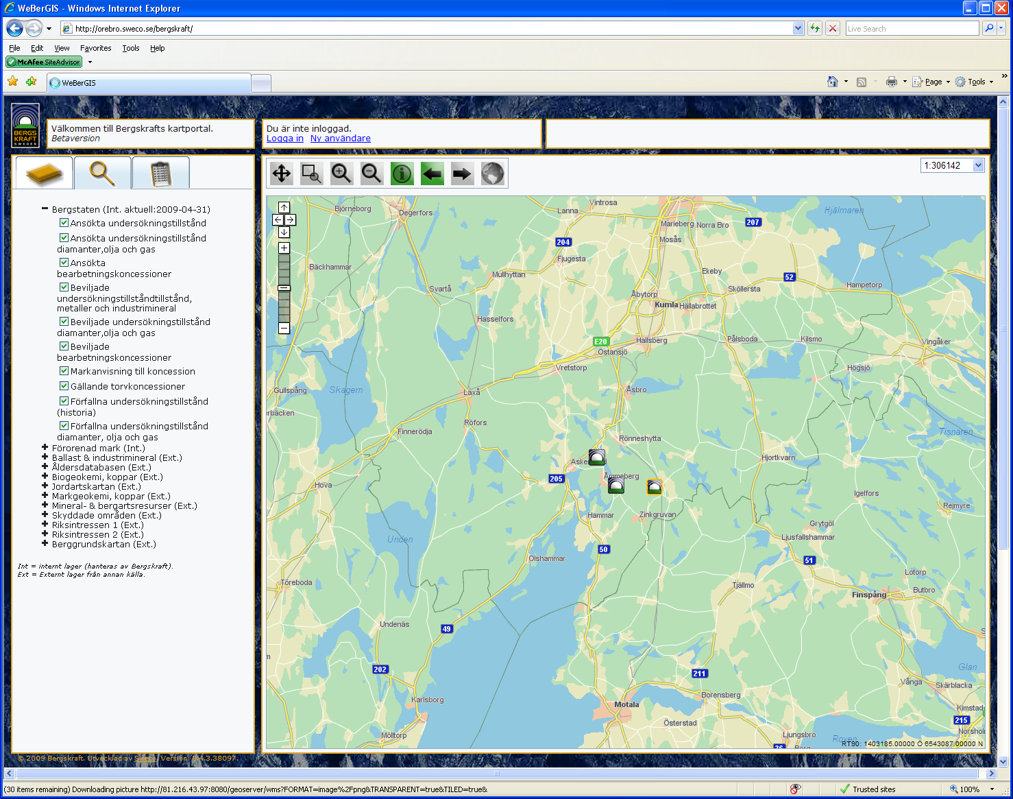 Förklaring till skikten från Bergstaten Utdrag ur Mineralrättsregistret Genom WeBerGIS kartportal får du tillgång till en bearbetad version av Bergstatens Mineralrättsregister.