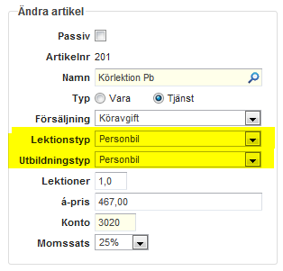 19.2.1 SKAPA LEKTIONSSALDO För att börja använda lektionssaldo så behöver man först skapa lektionstyper, vilket skapas i Inställningar Kassa Lektionstyper.