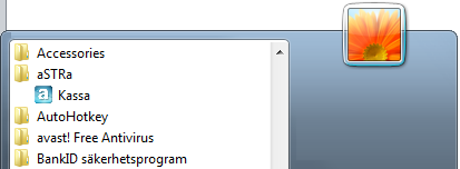När man har installerat kassan, sparas programmet i startmenyn under Start Alla program astra Kassa. Därefter startar man kassaprogrammet, och får upp inloggningsrutan till kassan.