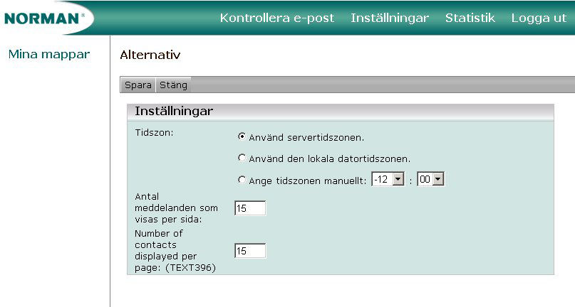 Alternativ Välj Inställningar > Alternativ när du ska ange listvyinställningar.