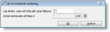 Skapa leverantörsfakturr från EDI-underlag. Från bilden EDI-underlag så markeras de fakturr sm skall läsas in. Tänk på att ju bättre underlaget är förberett dest snabbare går inläsningen.