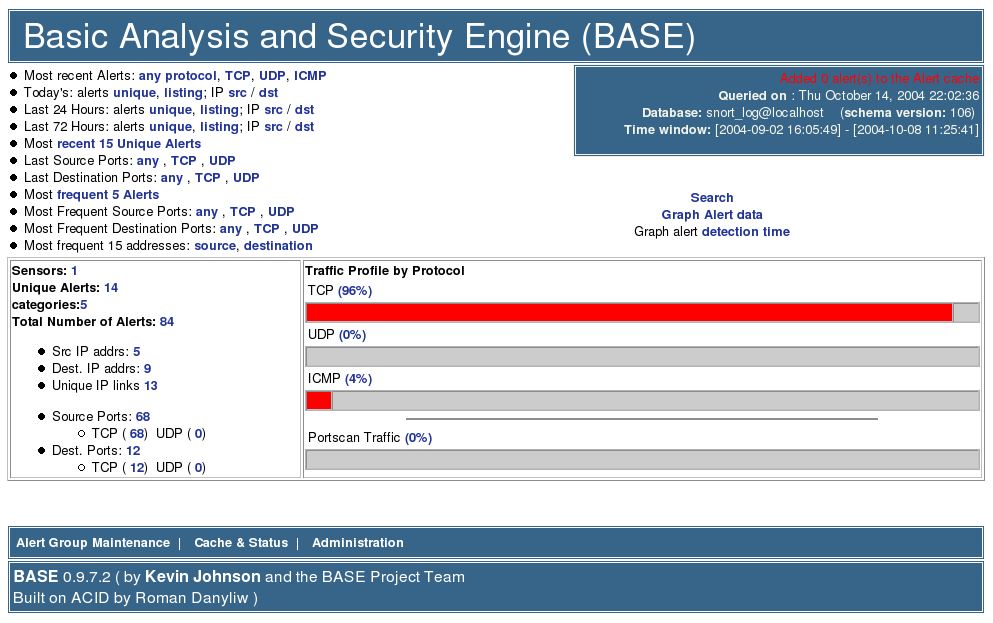 2.2. AVAILABLE SYSTEMS Figure 2.5: BASE home screen. the administrator can be more precise about what he/she is looking for in the database.