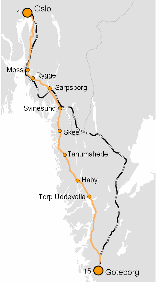 39 (46) Figur 6.1 Exempel på möjlig strategi för knutpunkter i GO-regionen.