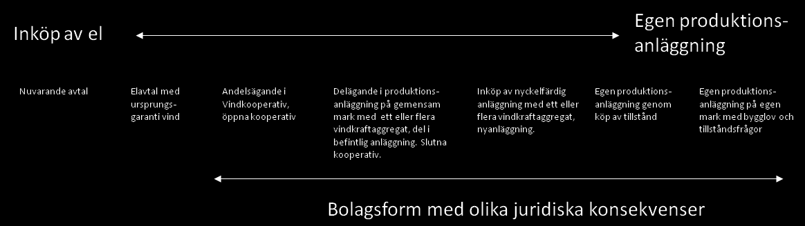 RAPPORT 2012-12-20 16 (38) Reviderad 2013-01-21 4 Egenproducerad vindkraftel ägarformer och alternativ Det finns olika alternativ att köpa el och att äga vindkraftanläggningar Nedan diskuteras olika