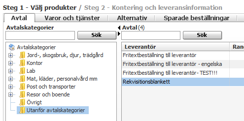 10) Rekvisition På avtalssidan finns en Rekvisitionsblankett som kan fyllas i och skrivas ut för att ta med till leverantören/butiken. Den finns i mappen Utan avtalskategorier.