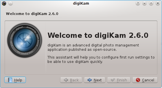 1.2 Komma igång 1.2.1 1.2.1.1 Dialogrutan för första körning När du startar digikam den allra första gången, frågar det var du vill lagra dina fotografier och digikams databas.