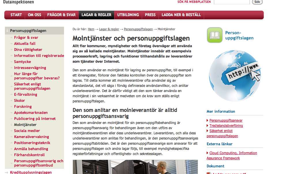 Observera Datainspektionens tillsynsbeslut Enköpings kommunstyrelse (2011-09-28, Dnr 256-2011), Dropbox Salems kommunstyrelse (2011-09-28, Dnr 263-2011), Google Apps Brevo AB (2011-09-28, Dnr