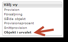 För att välja en månad, klicka på månadens namn. Vald månad visas i fet stil. Välj vy Under Försäljning finns olika vyer att välja mellan. De olika vyerna presenterar olika information.