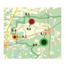 visas även kommunens OLI, innehållande de sociala konsekvenserna. De sociala konsekvenserna visas med en färgyta där OLI är kopplat till en färgskala (figur 6).