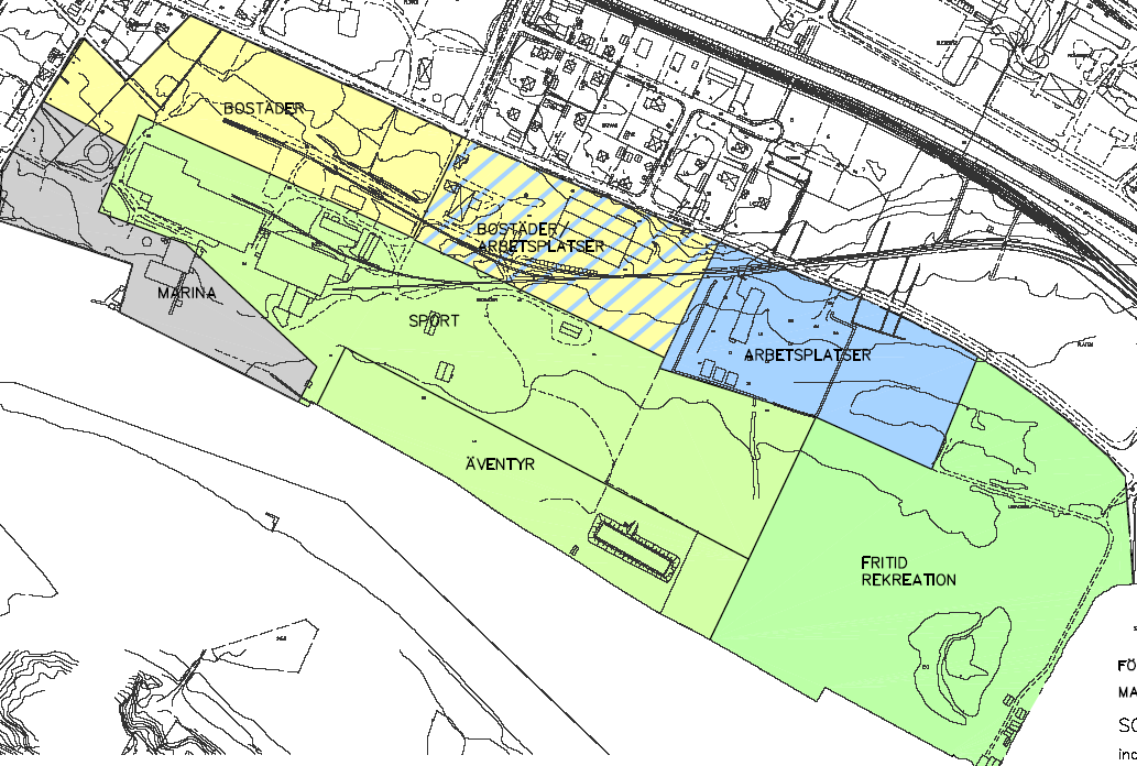 Inget uttag av grundvatten skall ske från området. Figur 7.1. Karta som visar förslaget till ny markanvändning för Scharins industriområde.