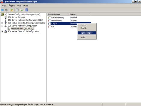Skärmen "Sql Server Configuration Manager" visas sedan.