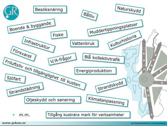 Deltagarskaran bestod av kommuntjänstemän från de åtta kustkommuner som ingår i förstudien, representanter från de regionala aktörer som står bakom förstudien och representanter från andra aktörer