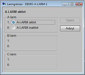 3.5.3 Larmpunktslista Larmpunktslistan är på många sätt identiskt med signalpunktslistan, men istället för signaler visas konfigurerade larm.