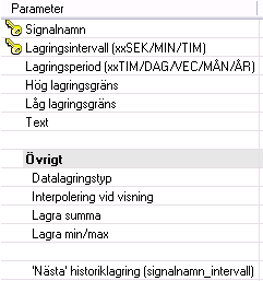 Nyckelparametern är jourlarmsnamn och saknar funktion utöver identifikation. Viktigare är parametrarna larmgrupp och larmprioritet.