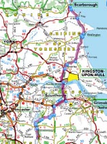Onsdag den 24 juni Sträckan Hexham till Scarborough är knappt 170 kilometer och vi får försöka undvika storstäderna Newcastkle och Middlesbrough så att vi inte fastnar i någon trafikstockning.
