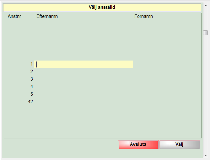 11 Import från ascii Gör så här: 1) Välj i Arkiv-menyn Import från ascii. 2) All data importeras till anställdasregistret från ascii fil.