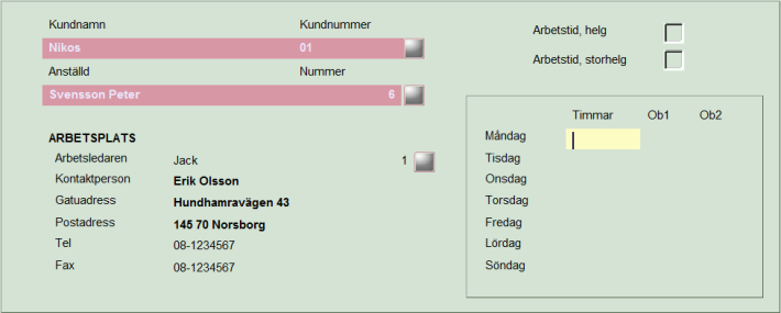 3) Placera markören i Anställd fältet. Välj anställd från <F5> listan.