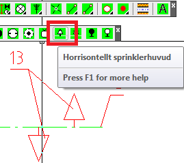 Sätt in Nedåtriktad sprinkler i punkt 9.