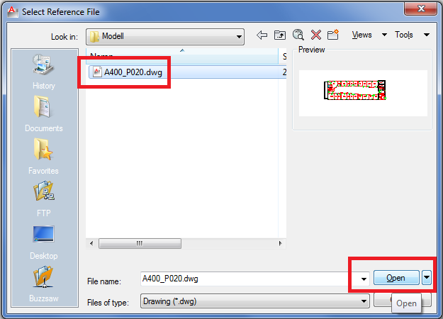 Xref (Xref Manager) 95 Koppla in en CAD fil från hårdisken till