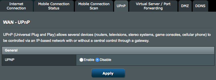 4.3.4 UPnP UPnP (Universal Plug and Play) tillåter att flera enheter (som t.ex.