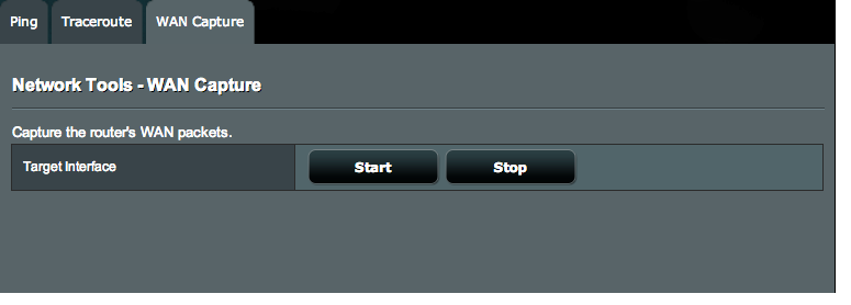 4.7.3 WAN-fångning WAN-fångning låter dig fånga alla paket som passerar genom det mobila bredbandsnätverket. Fånga din routers WAN-paket: 1. För att starta fångning av paket, klicka på Start.