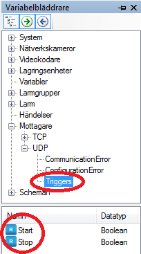 Mottagare Integration med Ethiris Figur 5.10 De nya triggervariablerna är tillgängliga i variabelbläddraren.