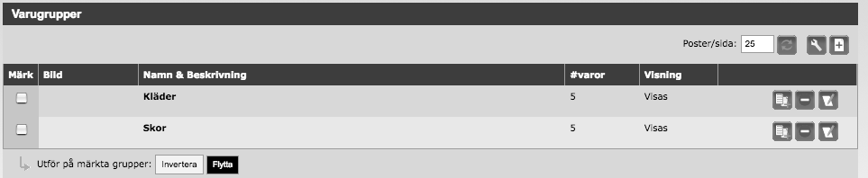 1.4. BEGREPP (VARUGRUPPER, VAROR, ARTIKLAR) 30 juni 2015 Figur 1.8: Redigera menyalternativ 1.4 Begrepp (varugrupper, varor, artiklar) 1.4.1 Varugrupp Består av en eller flera varor som hör ihop och är alltså endast en klassificering.