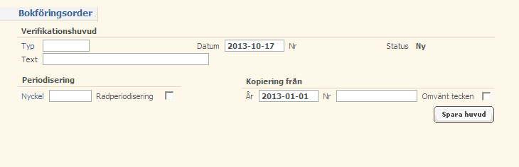 Kopiera bokföringsorder Har man bokföringsordrar som bokas varje månad eller av annan anledning ofta och innehåller samma konteringar kan man kopiera dessa genom att gå in under fliken