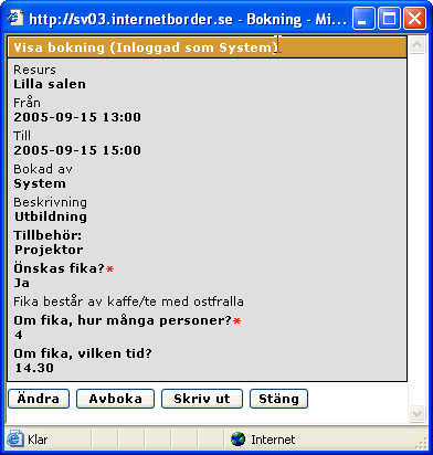 1 Bokning 1.1.1 Användningsområde Bokning används för att användare skall kunna boka resurser som tex bilar och konferensrum via webbsidan.