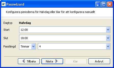 3. Först, ange ett Namn på passmallen och skriv en kort beskrivning. Välj därefter vilken kalender som ska gälla för mallen genom att klicka på knappen Välj kalender. 4.