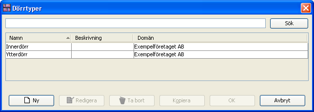 Lägg till dörr OBS! För att kunna lägga till en dörr i områdesstrukturen måste motsvarande DAC finnas definierad i Installations-vyn.