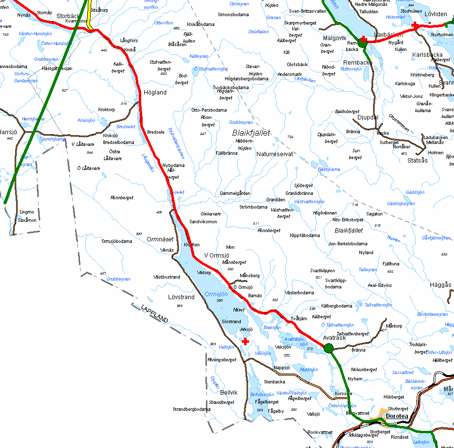 Sidan 6 av 46 3.1 Storbäck Avaträsk Storbäck Högland/ Långfors / Bredsele V Ormsjö Ö Ormsjö/ Månsberg Avaträsk Dorotea Orter längs sträckan Berörda orter Fiber ON? (J/N) Antal Invån.