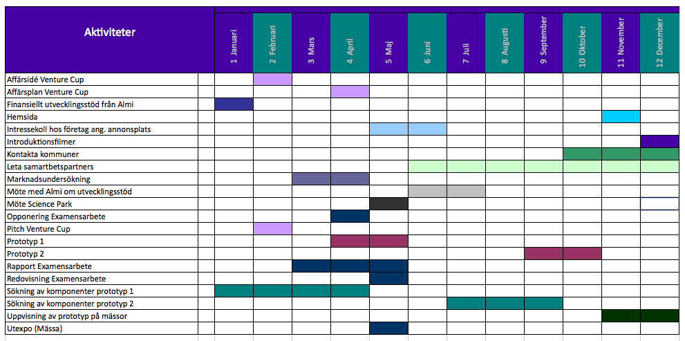 6. Genomförandeplan Nedan finner läsaren Attensigns genomförandeplan från och med januari 2013 till och med december 2013.