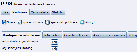 Koppla serier och resultat Välj det arbetsrum du vill