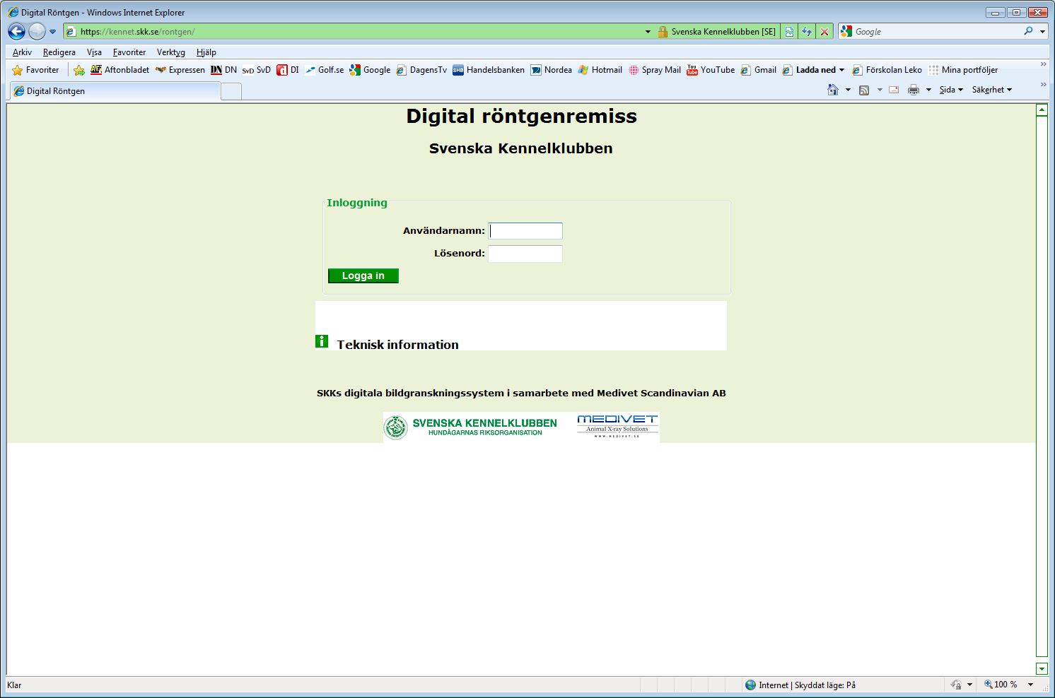 1. Inledning Digital Röntgen är en webbaserad tjänst för digitala röntgenremisser, som du loggar in på via sidan: https://kennet.skk.se/rontgen/.