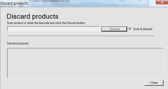 3.3 Discard a product Avföra tomma förpackningar sker genom att användare skannar av streckkoden eller skriver in referensnumret för streckkoden om skanning inte skulle vara möjligt.