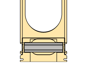 Kolvtopp Safirglas Gänga Kolvkropp Teflonring Figur 10 - Genomskärning av kolvens överdel Då kolvringen som köptes från Trelleborg AB hade lågt radiellt mått kunde dess spår göras grunt, varpå