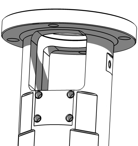 Större diameter Cylinderlopp Figur 15 - Snitt av cylinderbasen 3.3.5.3 Sidoöppning För att kuna fästa spegeln och kunna ha möjlighet att se in krävdes två stycken öppningar i cylinderbasens cylindervägg.