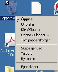 Papperskorgen 44-9 Övning 44-8. USB-minne Anslut ett USB-minne till datorn och kontrollera att datorn kan visa dess innehåll i utforskaren. Ge minnet ett nytt namn som beskriver innehållet.