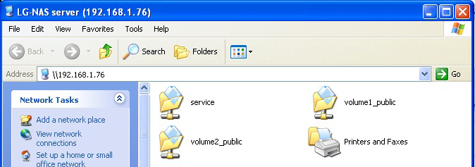 6-1. Nätverksanvändning Användning med Windows 3. Använda fildelning i Windows Välj Sök i Windows och skriv \\ föijt av enhetens IP-adress i sökfältet. Efter inloggning har du tillgång till servern.