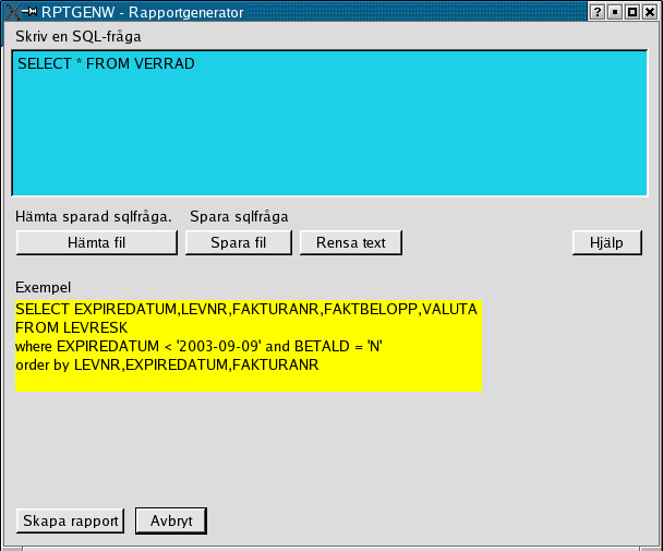 Rapportgenerator. Rapportgenerator behövs när standardrapporterna inte räcker till för ens behov. En rapportgenerator ställer dock ganska stora krav på användaren.